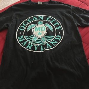 Graphic tee with teal design
